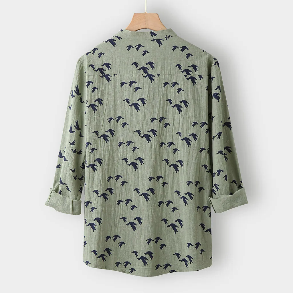 Рубашки мужские Гавайские camisas de hombre Модные мужские повседневные с отложным воротником на пуговицах Гавайские принты пляжные топы с длинными рукавами Блузка M-3XL