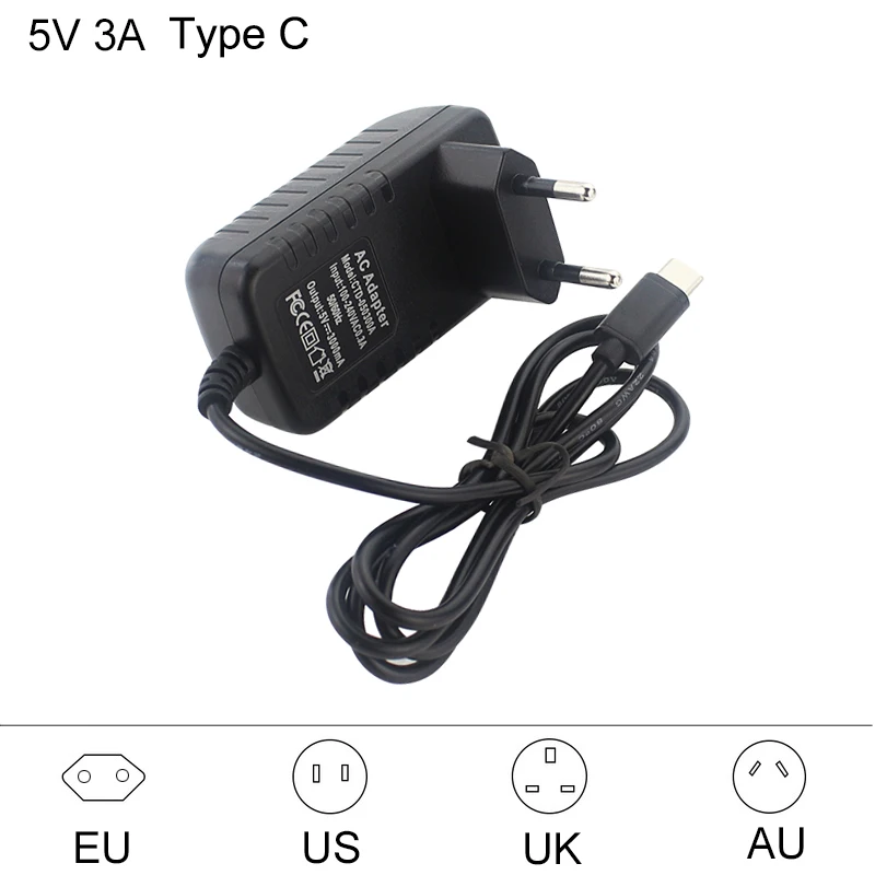 Адаптер питания Raspberry Pi 4 USB Type C зарядное устройство 100 240 В штепсельная вилка