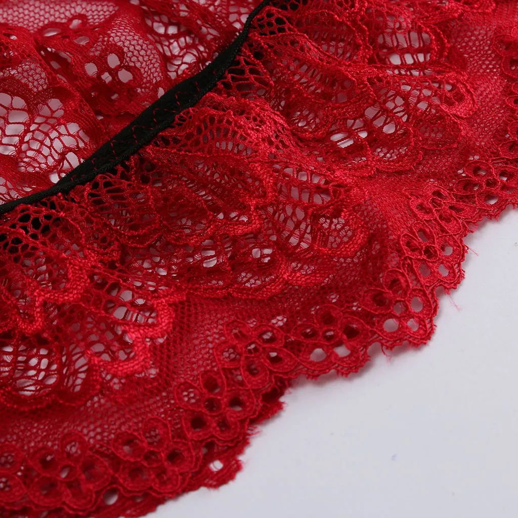

Red Lace Sexy Lingerie Set Hot Women Sleepwear V Neck Sleeveless Pajamas Lace Hollow Out Intimate Lingerie For Sexy Ladies
