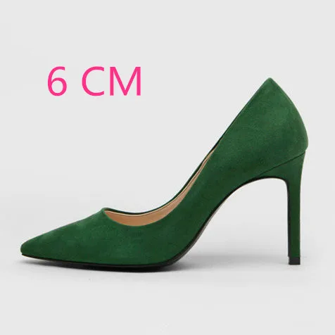 Green-6CM Heel Женские туфли-лодочки туфли на высоком каблуке женские пикантные вечерние туфли на шпильке 10 см с острым носком офисные женские свадебные туфли на высоком каблуке размера плюс - Цвет: Green-6CM Heel
