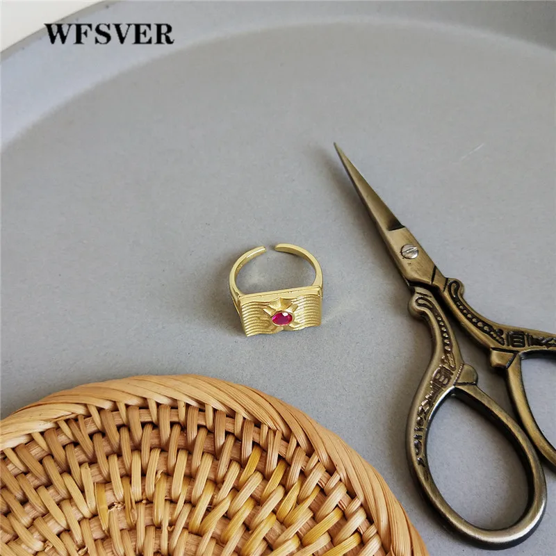 WFSVER кольцо из стерлингового серебра 925 для женщин Золотой Цвет Прямоугольник с