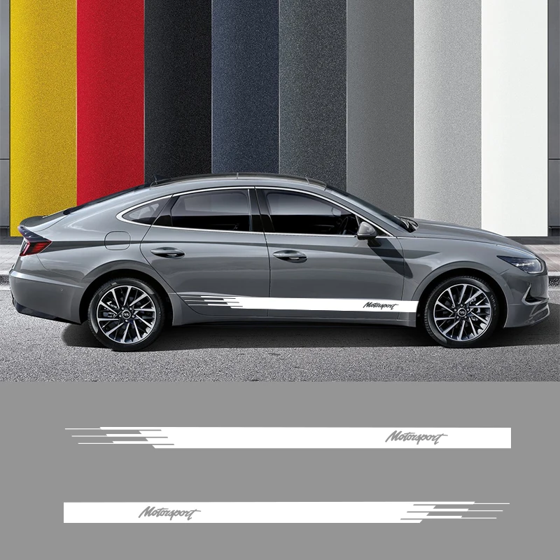 

2 PCS Vinyl Side Stripes Skirt Graphics Auto Stickers Decal For Hyundai i20 i30 i40 Tucson Sonata Ioniq