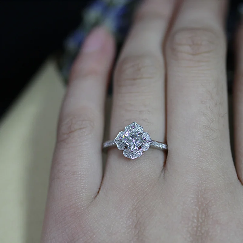 

DUPUY Fashion Engagement Ring Women 14K White Gold Classic Prong Set Wedding Bands Beautiful Wedding Ring Jewelry D180324