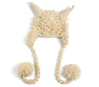 new cute infant toddler cartoon goat baby boys girls crochet handmade knitted hat with ear flap animal cap 1 pcs