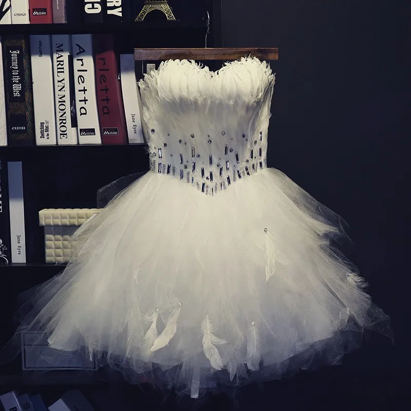 Robe de soiree бальное платье принцессы без бретелек vestido de festa longo перо короткий дизайн букет Выпускные платья вечернее платье