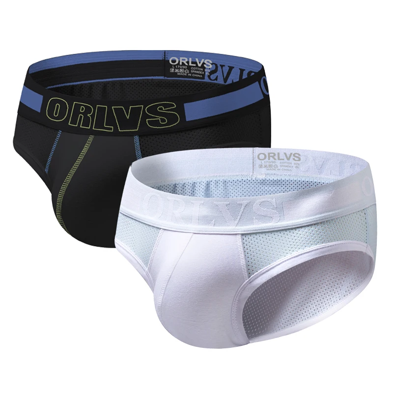 ORLVS сетчатые мужские сексуальные трусы брифы для геев из хлопка с мешочком нижнее
