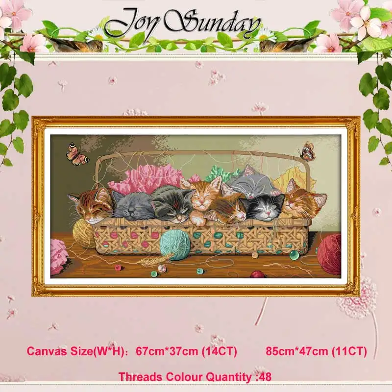 Newborn kittens Набор для вышивания крестиком "сделай сам", DMC, китайский Набор для вышивания крестиком, вышивка, домашний декор, 11 карат - Цвет: Newborn kittens