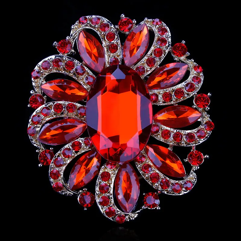 Red Gold Прямая с фабрики, Классические хрустальные стразы, большая овальная акриловая Цветочная Брошь, булавки для женщин различных цветов - Окраска металла: Red Gold