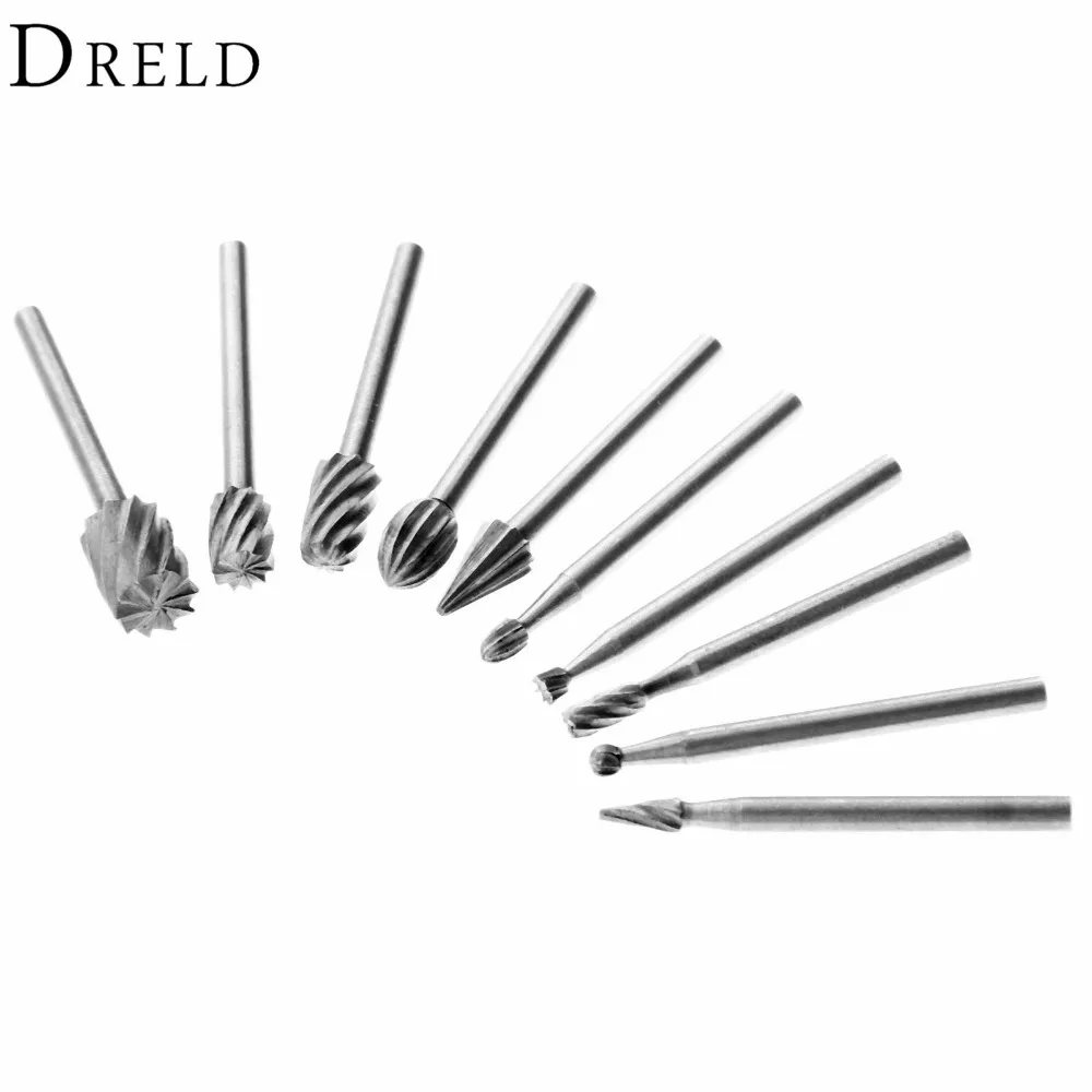 10-Piece 1/8 HSS Routing Router Drill Bits Set for Dremel Carbide Rotary Burrs - Wood, Stone, Metal Root Carving Milling Cutter Tools image 2