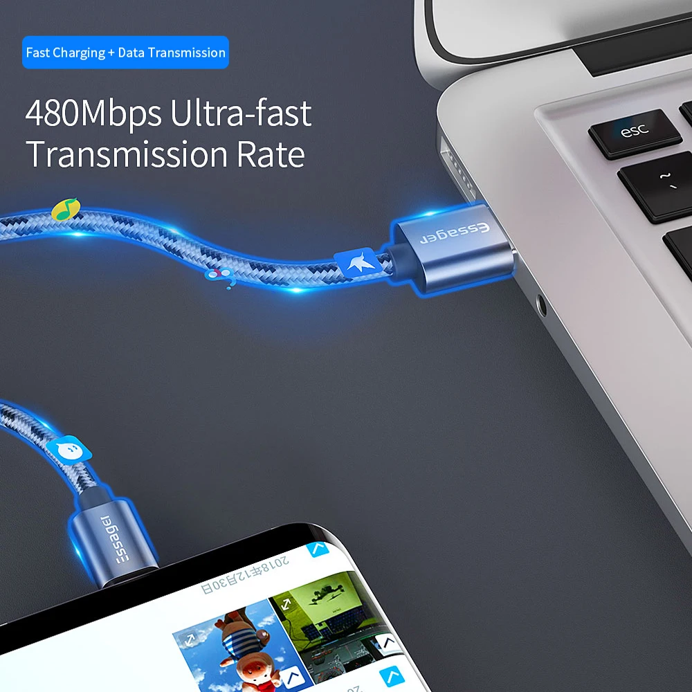 Кабель зарядный Essager USB Type C для Samsung S20/S10/Xiaomi mi 10/3A|Кабели мобильных телефонов| |