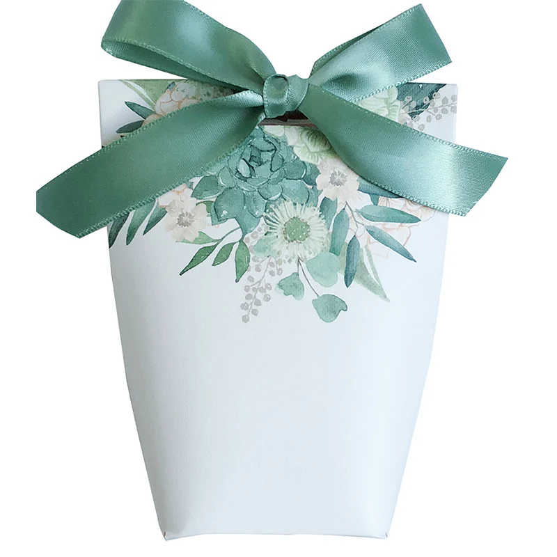 Sale 5PCS/Lot Candy Box With Ribbon Wedding Baby Shower Birthday Sugar Case Bag Gift Boxes