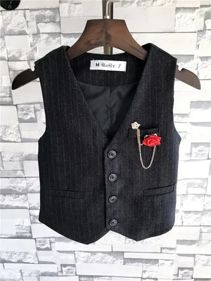 Жилет для мальчиков от 2 до 8 лет весенне-осенний полосатый жилет с v-образным