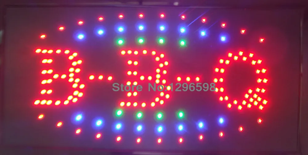 BBQ  LED Shop Open Sign special offer custom sign graphics semi-outdoor Ultra Bright flashing 10*19 Inch BBQ store signboard