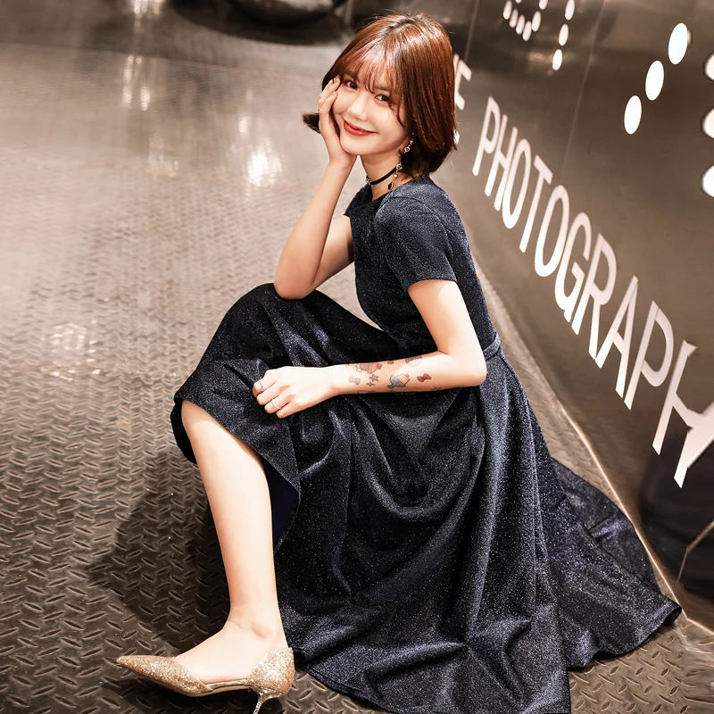 Короткое вечернее платье weiyin элегантное банкетное с коротким рукавом для
