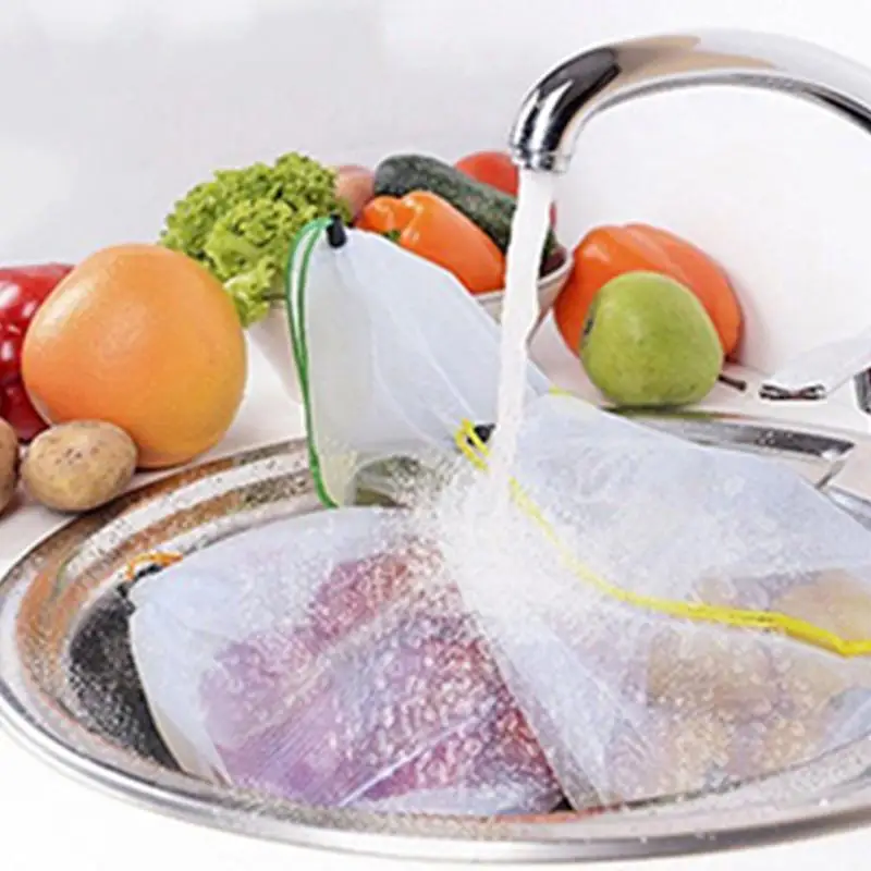 5 упак. Многоразовые продукты сумки Черный Веревка сетки овощей фрукты игрушки