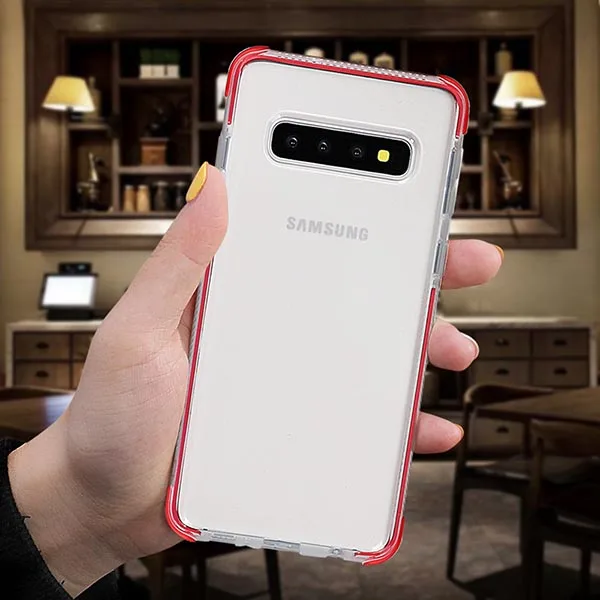 Red SUYACS противоударный Прозрачный чехол для телефона для samsung Galaxy S10Plus S10e S10 для iPhone XR XS Max XS Мягкий ТПУ чехол для задней панели телефона - Цвет: Red