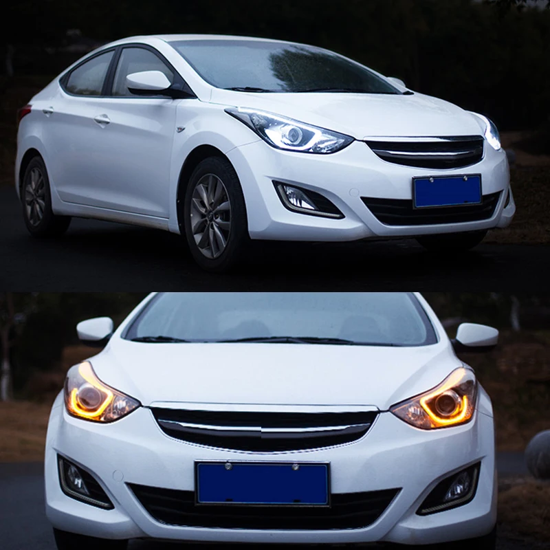 Hlxg 2 шт автомобилей Стайлинг для hyundai Elantra светодиодная фара в сборе 2012 2016