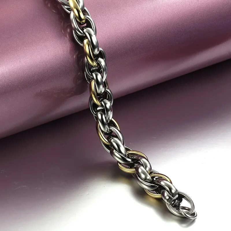 Мужской Браслет Из Нержавеющей Стали Titanium Крест Звена Цепи Серебро Золото