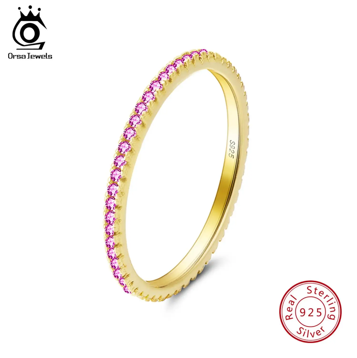 Red Zircon ORSA JEWELS, женские кольца из твердого 925 пробы серебра, аксессуары, микро инкрустированное красочное циркониевое кольцо, S925 серебро, хорошее ювелирное изделие OSR63 - Цвет камня: Red Zircon
