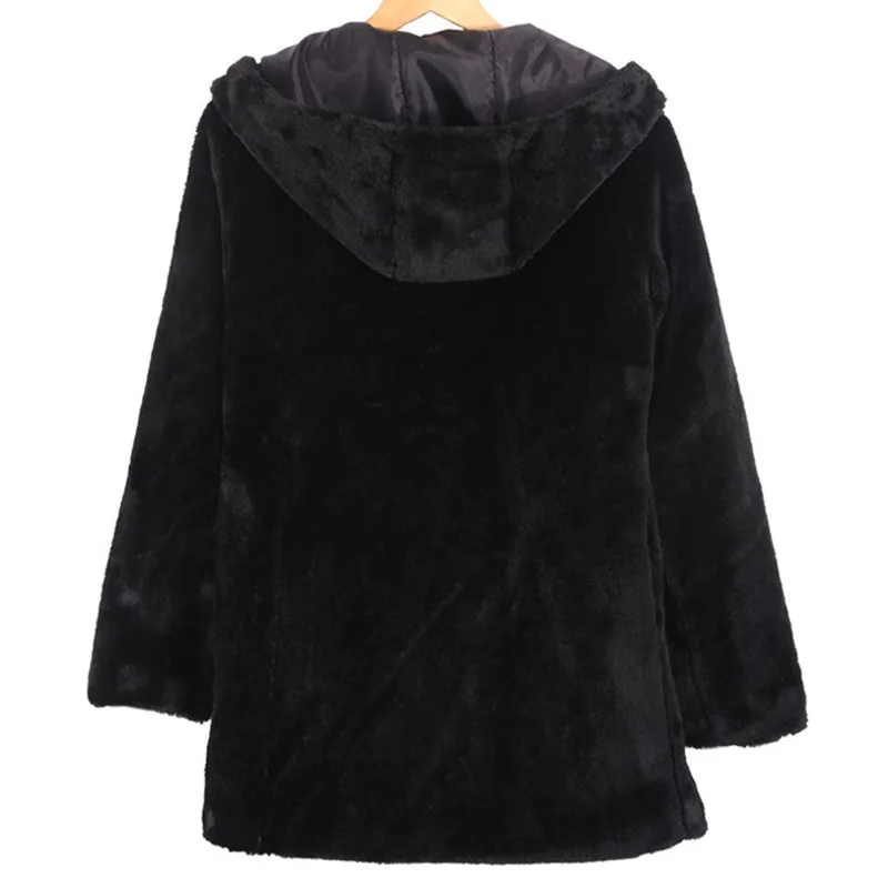 2018 Новое модное пальто с капюшоном из искусственного меха женское длинное супер