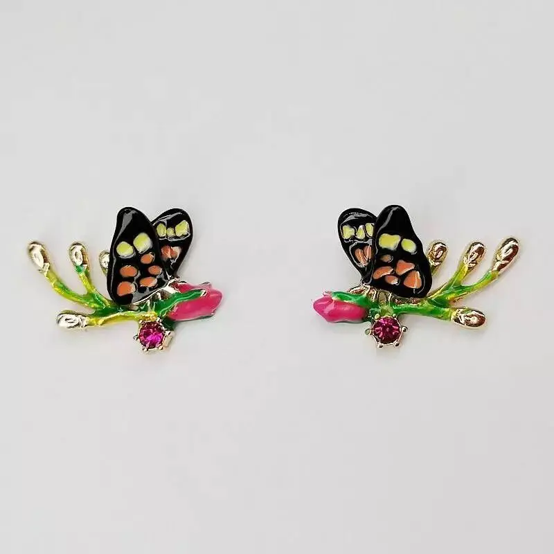 earring 6 Роскошные Дизайнерские Amybaby синий "Любовь" "птицы" Роза цветок Женская Красное сердце падение Earrigs регулируемое кольцо эмаль глазури ювелирные изделия - Окраска металла: earring 6