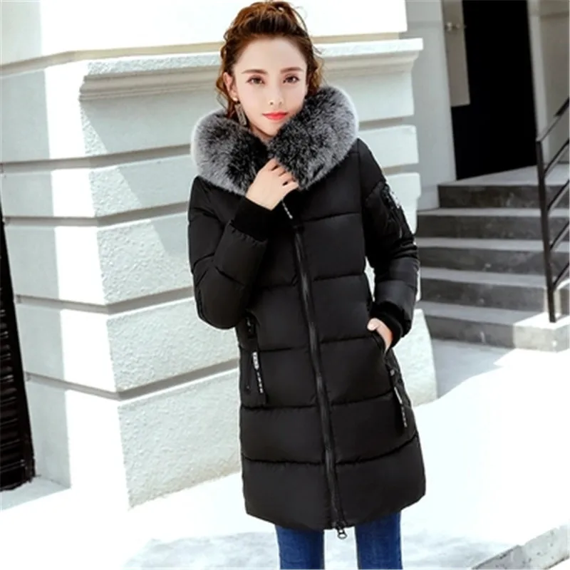 Женская куртка с большим меховым воротником Lange Winterjas Dames Parka Femme 544 зима 2020 | одежда