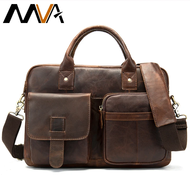 MVA Портфель Мужская сумка из натуральной кожи для мужчин портфель для компьютера для документов ts Бизнес Портфель s кожаная сумка для ноутбука 14 дюймов