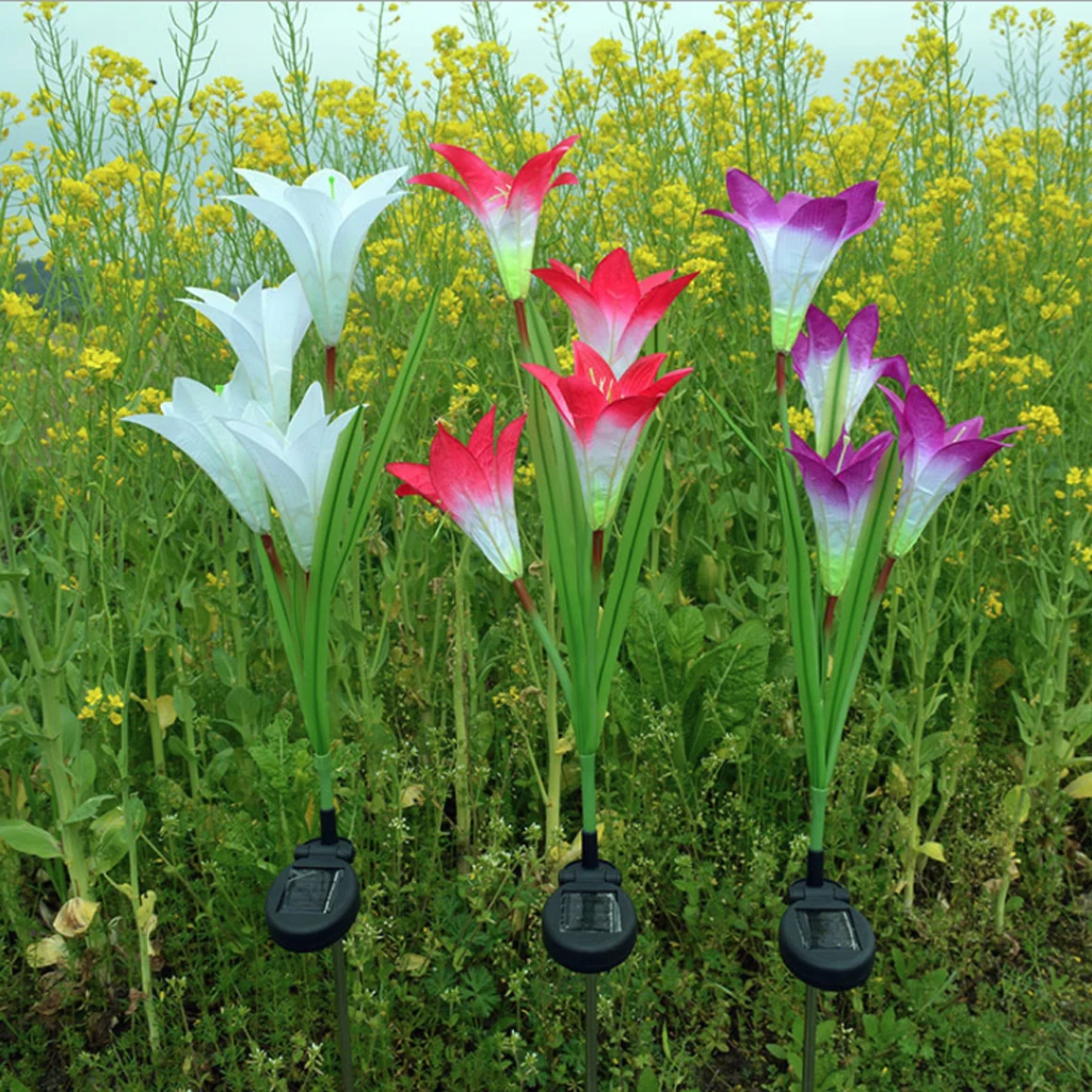 4 шт. светодиодный светильник на солнечной батарее наружное украшение цветок