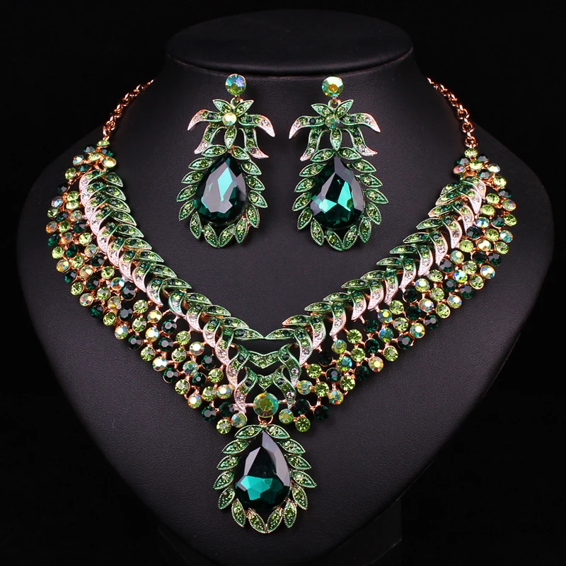Trendy Bridal Jewelry Sets Wedding Necklace &amp Earring For Brides Party Costume Accessories Flowers Decoration Women Present | Украшения