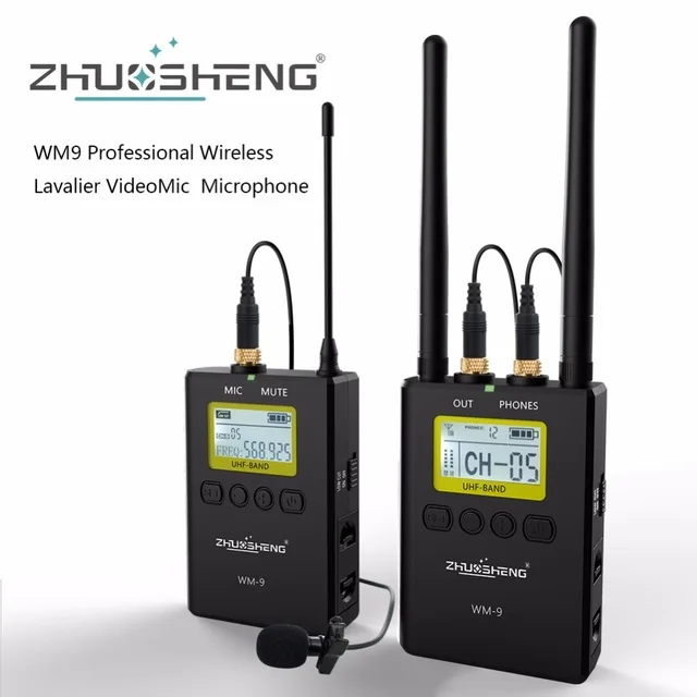 WM-10 Профессиональный UHF беспроводной микрофон системы петличный нагрудный микрофон приемник передатчик для DSLR видеокамеры рекордер ZHUOSHENG - Цвет: WM-9 Plastic