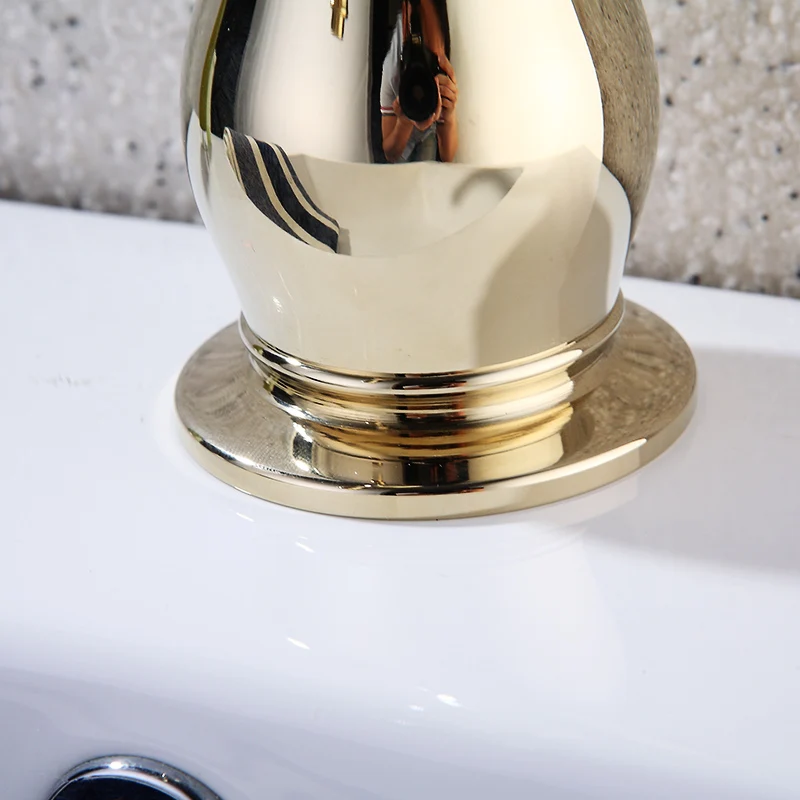 

Fapully Basin Faucet Gold Bathroom Taps Deck Mounted Single Handle Gold Brass Bathroom Basin Water Mixer Taps 564-11G