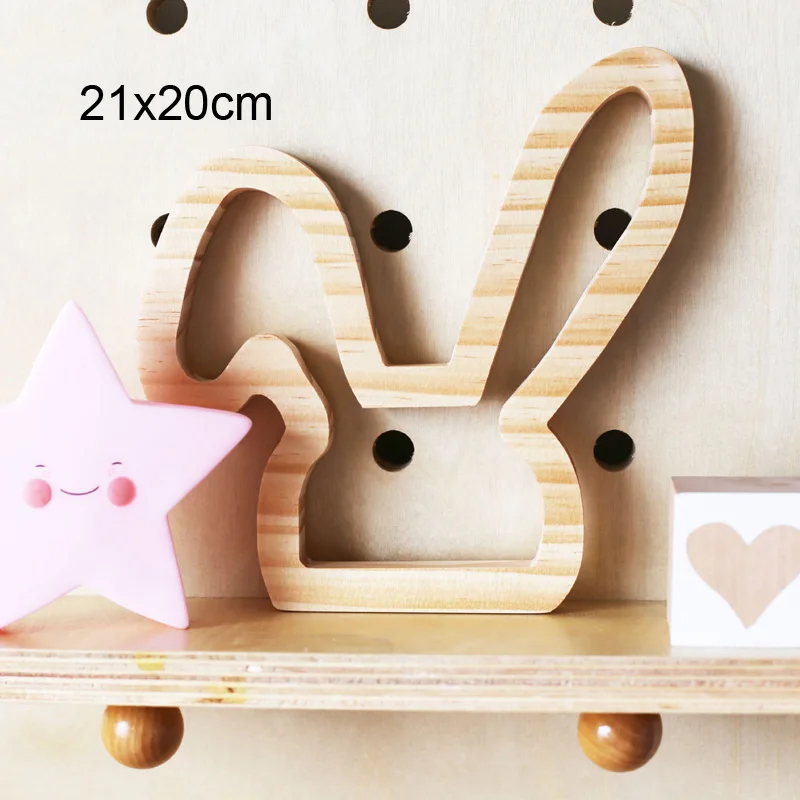 Скандинавская деревянная Настенная Наклейка Луна/кролик/зайчик звезда декор