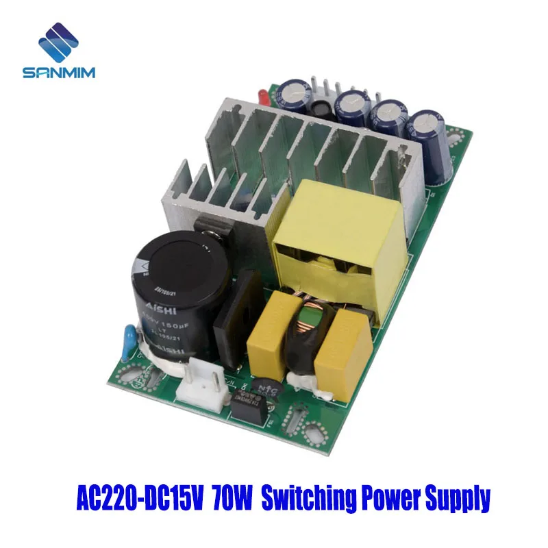 Фото SANMIN AC220V-DC15V 4,8a 70 Вт источник питания, изолированный модуль питания с переключателем от 220 до 15 В, неизолированная плата GPT70A15V №1