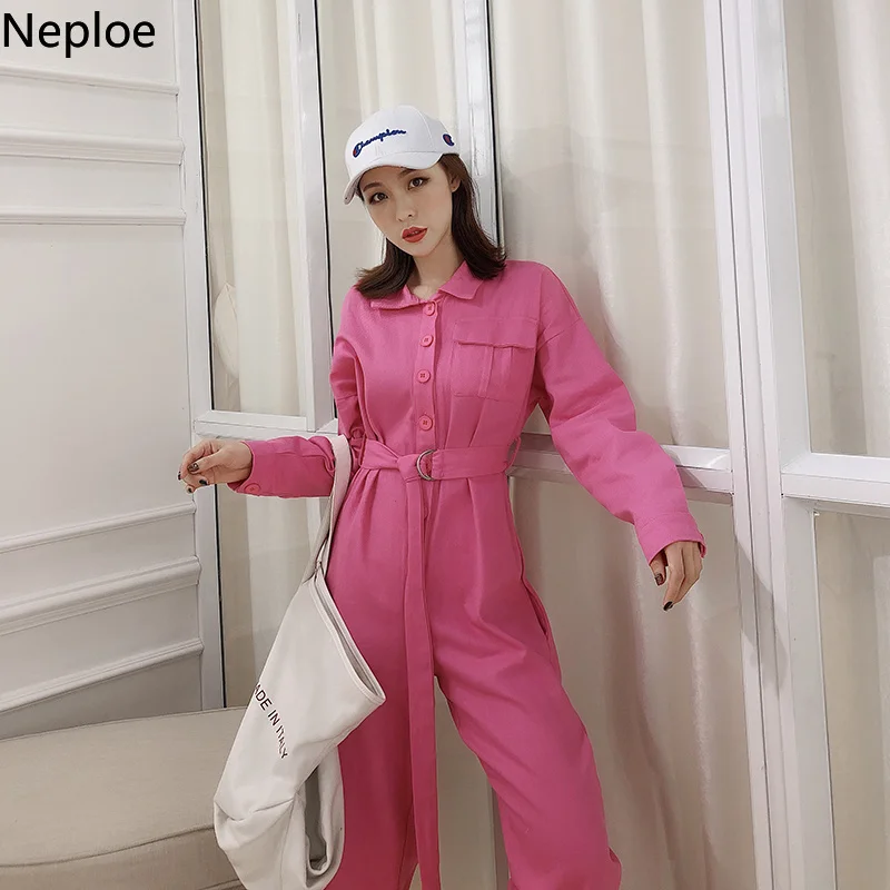 Neploe женский комбинезон 2019 однотонный однобортный для новорожденных с длинными