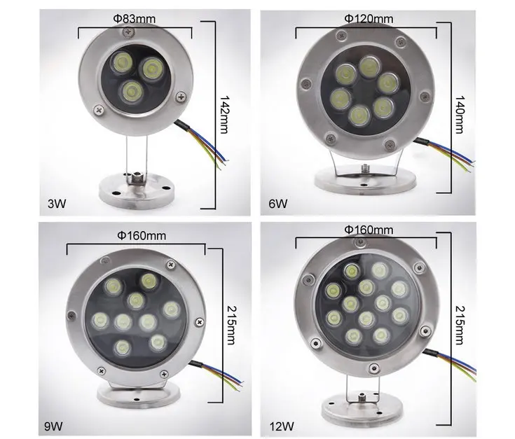 RGB светодиодные подводные фонари для аквариума IP68 3 Вт 6 9 12 15 18 водонепроницаемые фонтанов прудов бассейнов В