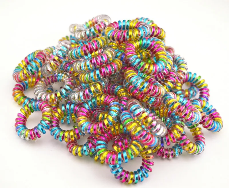 10 шт./лот, цветная телефонная проволока, шнур, резинка для волос 3,5 см, аксессуары для волос