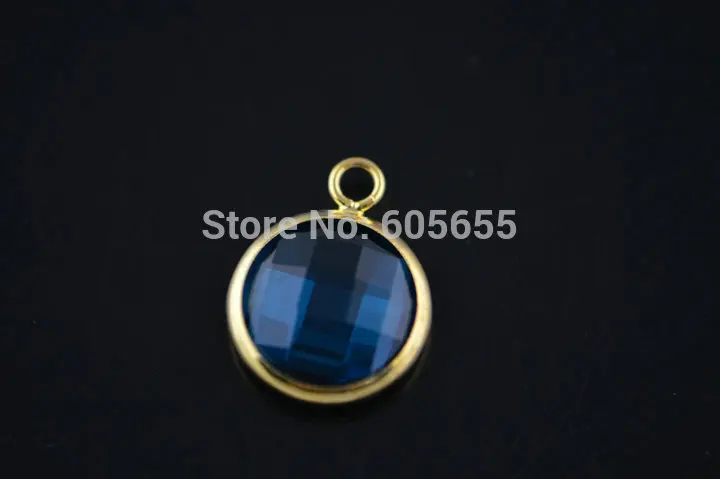 

One Loops Faceted Blue Glass Crysstal Round Beads Jewelry Pendant 10pc per lot