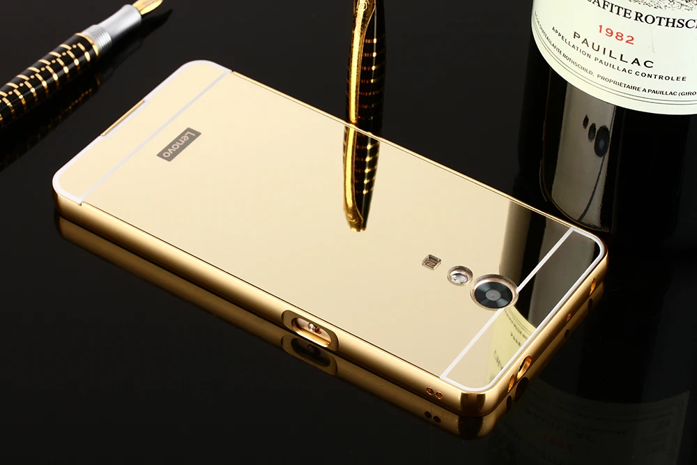 Зеркальный чехол Lenovo Vibe P2 P2a42 металлический алюминиевый каркас с зеркальной