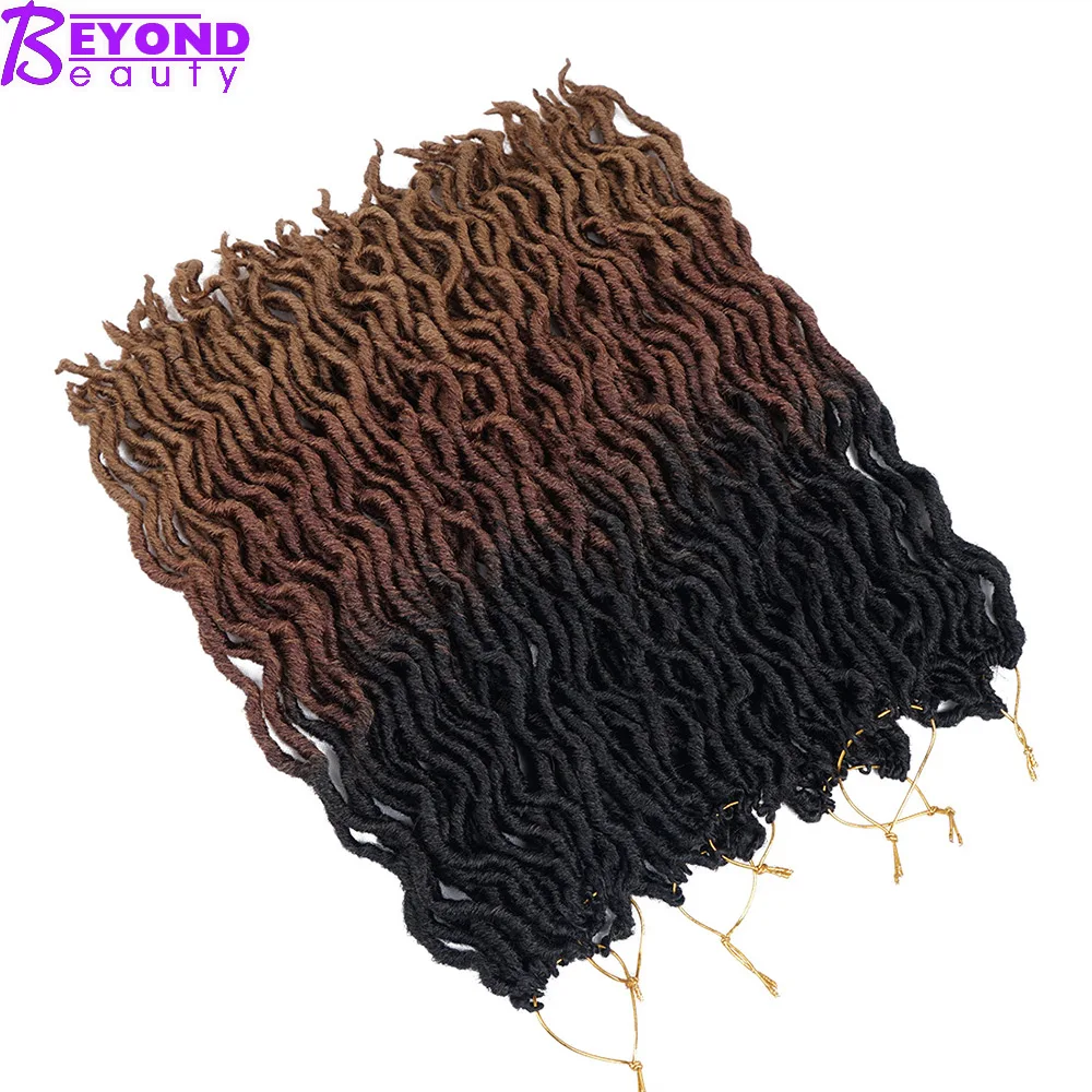Ombre Faux locs кудряшки для наращивания 20 дюймов синтетические мягкие крючком косы дредлок для наращивания волос