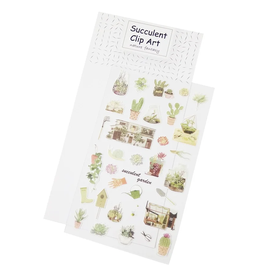 

1pack/lot Warm Homeland Succulent Plant Cactus Art Stickers Adhesive Stickers DIY Decoration Stickers