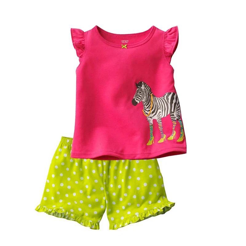 Ясно складе хлопок Довольно Зебра Fly рукава с зеленым брюки детские повседневные