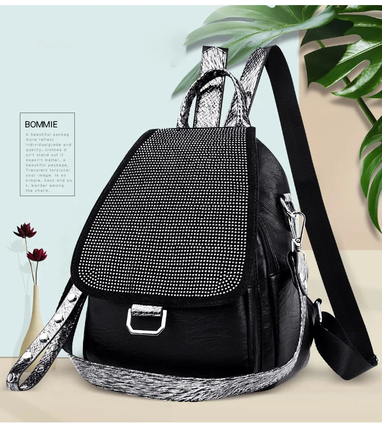 Women's Embroidered Backpack Women's Sequins Travel Backpack Women's Diamond Studded Backpack Mochilas Shoulder Bags School bag