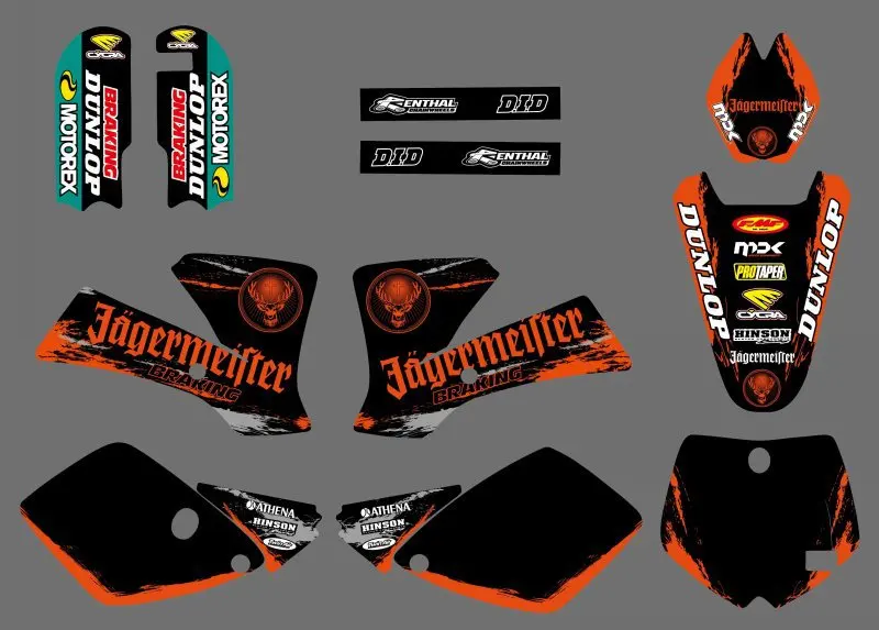 

0522 NEW STYLE (Black & Orange)TEAM GRAPHICS & BACKGROUNDS DECALS STICKERS Kits for SX65 2002 2003 2004 2005 2006 2007 2008