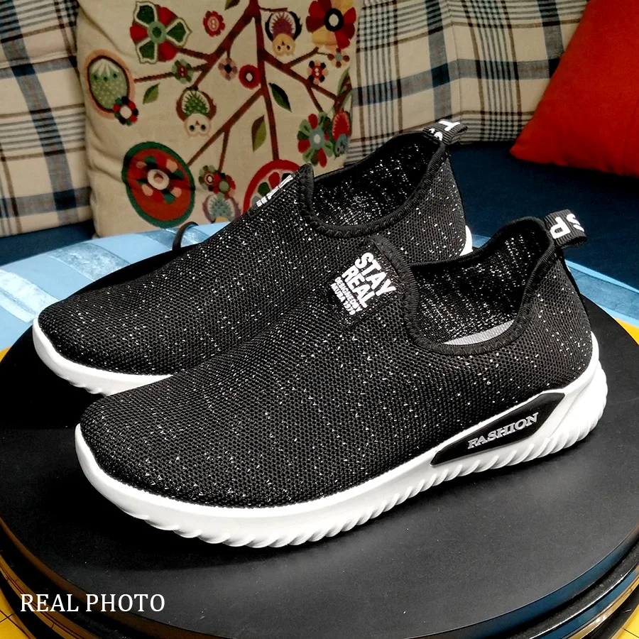 Дышащая сетчатая обувь женская уличная повседневная на плоской подошве со