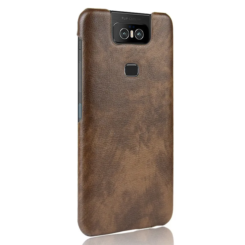 Для Asus Zenfone 6 ZS630KL из искусственной кожи кожа с рисунком Litchi Твердый чехол для Asus Zenfone 6z ZS630KL ZS 630KL чехол для телефона - Цвет: brown