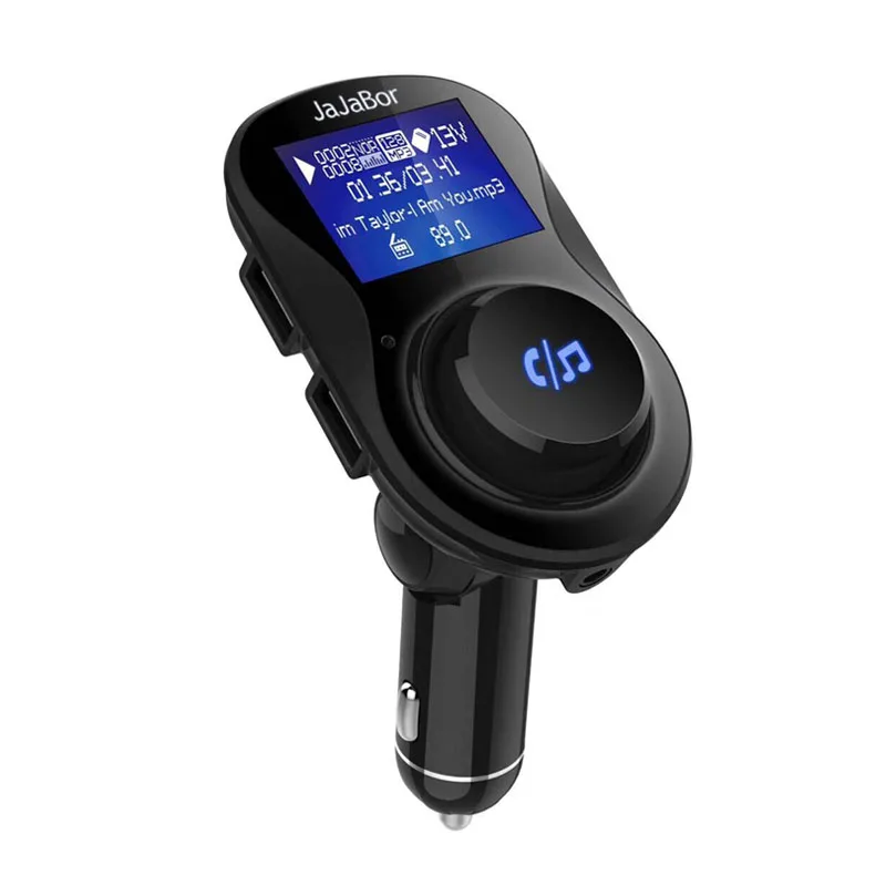 Черный Jajabor Bluetooth Автомобильный fm-передатчик Bluetooth автомобильный комплект громкой связи AUX 3,5 мм аудио плеер двойной USB зарядное устройство большой экран дисплей - Название цвета: Черный