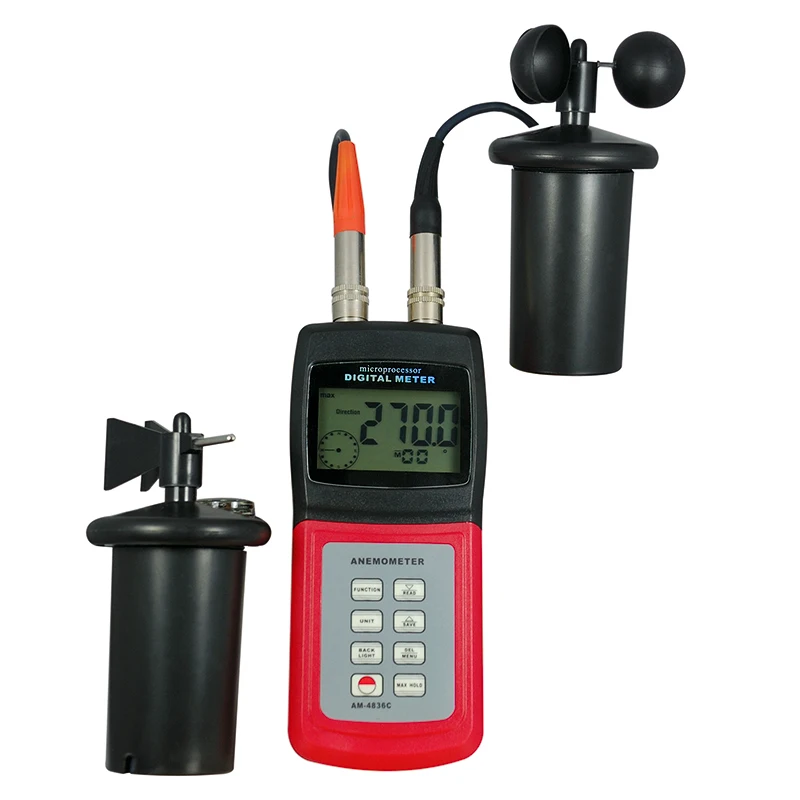 Landtek AM-4836C Многофункциональный Профессиональный Анемометр 3 чашки скорость воздуха Температура Beaufortscale направление ветра воздушный поток OD
