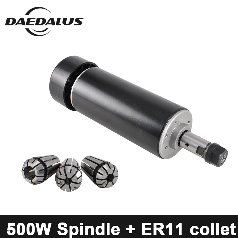 500W and 3pcs collet Шпиндель 0,5 кВт двигатель постоянного тока с воздушным охлаждением шпиндель двигатель постоянного тока 0-100 в фрезерный станок с ЧПУ для древесины ER11 цанговый патрон для гравера фрезерного станка - Цвет: 500W and 3pcs collet