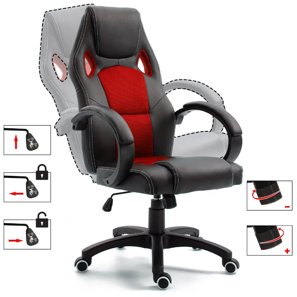 Samincom офисный стол стул черный W49 * D49 H109 120CM искусственная кожа + сетчатая ткань