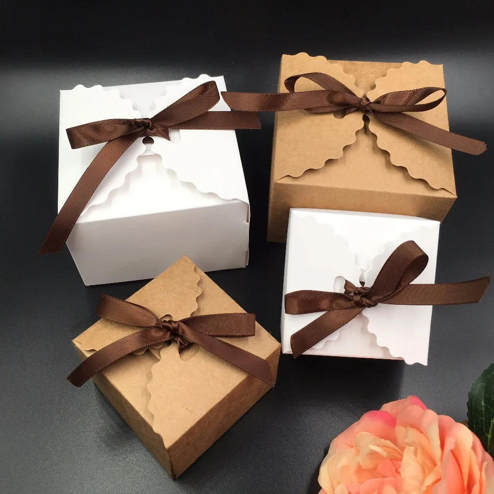 30 шт. коричневая Подарочная коробка из крафт бумаги для конфет тортов ювелирных
